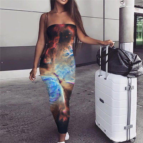 Galaxy Dress Women Space 3d Print Universe Party Nebula Sundress Womens Clothing