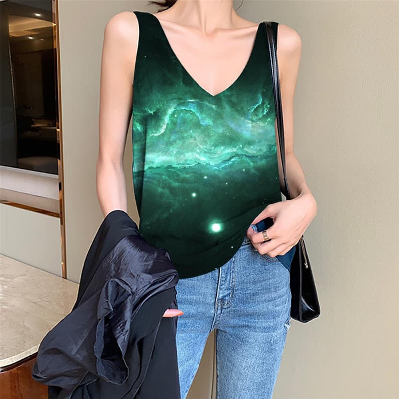 Galaxy Tank Top Women Space Anime Clothes Universe Sleeveless 3d Black Vest Print