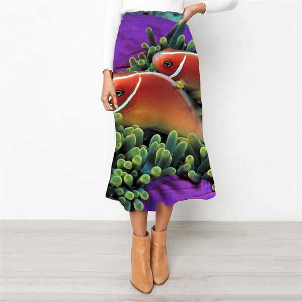 Fish Skirts Women Purple Rock Frauen Harajuku Skirt Ladies Jellyfish High waist skirts Animal School skirt