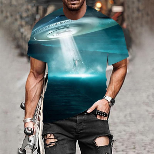 
Ufo T-shirt Men Galaxy Anime Clothes Space Funny T shirts Universe Shirt Print
                