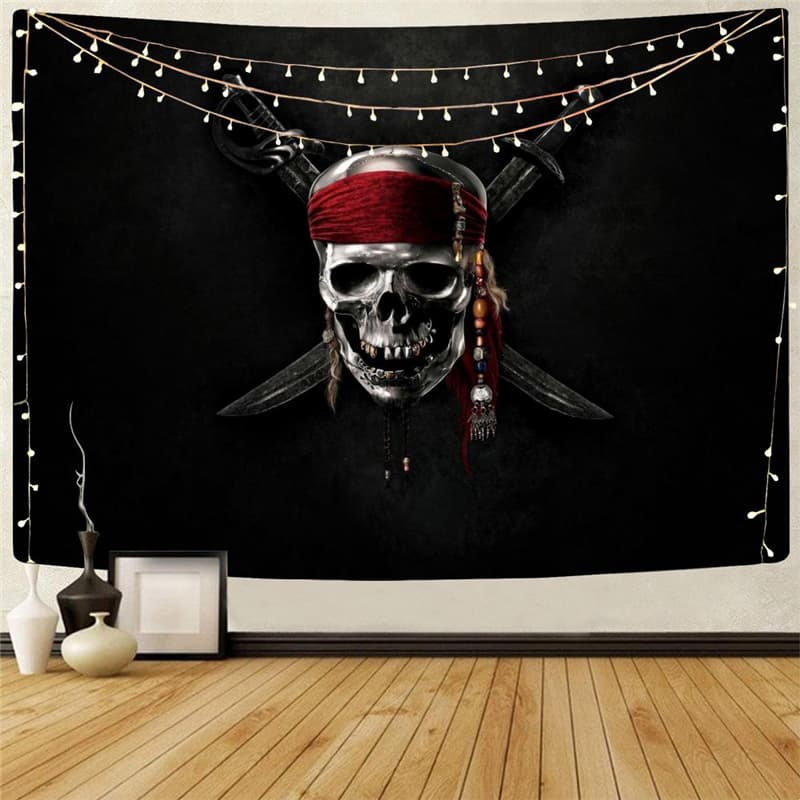 Skull Tapestry Punk Tenture Mandala Pirate Home Tapestrys Knife Rug Wall Decor