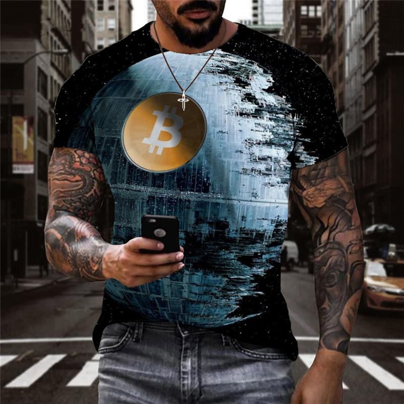 Bitcoin T shirt Men Earth Tshirt Printed Galaxy Anime Clothes Retro Funny T shirts