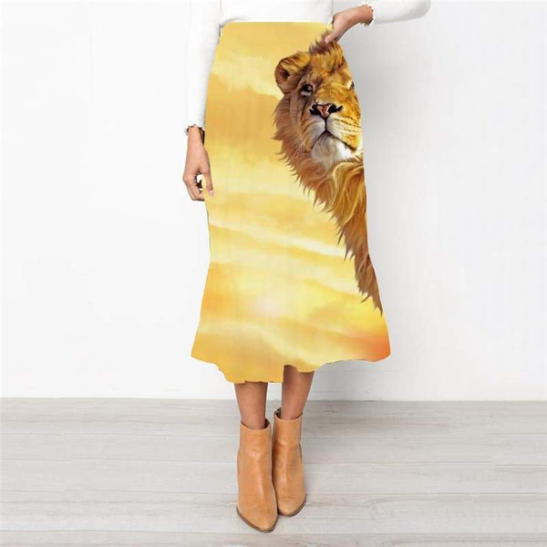 Lion Skirt Women Animal Rock Frauen Anime High waist skirts Nebula Skirt Ladies Harajuku School skirt - KYKU