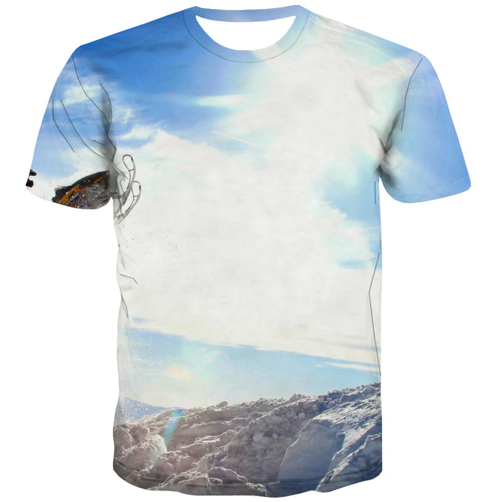 Ski T shirts Men White Tshirts Cool Movement T shirts Funny Snowfield Tshirts Casual