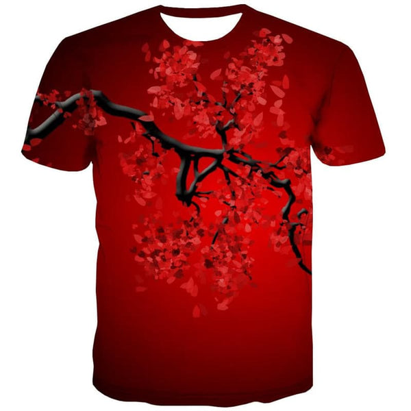 
Cherry Blossoms T-shirt Men Red Anime Clothes Romantic Tshirts Casual Love T-shirts 3d
                