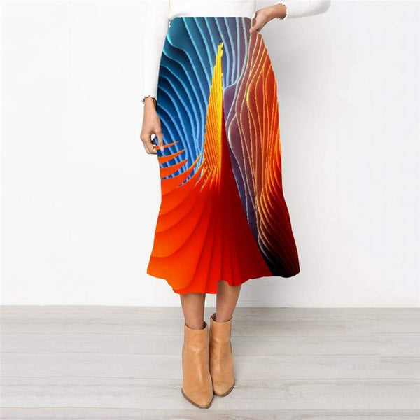 Geometric Skirts Women Psychedelic School skirt Vortex Rock Frauen Color High waist skirts - KYKU