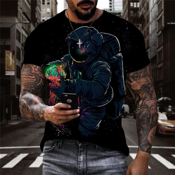 Astronaut T shirt Men Galaxy Tshirts Casual Black Anime Clothes Harajuku Funny T shirts