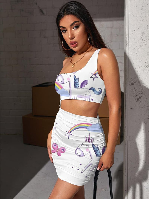 
Unicorn Dresses Women Butterfly Hollow out Dresses Rainbow Vestido Sexy Cloud Bodycon Dress
                