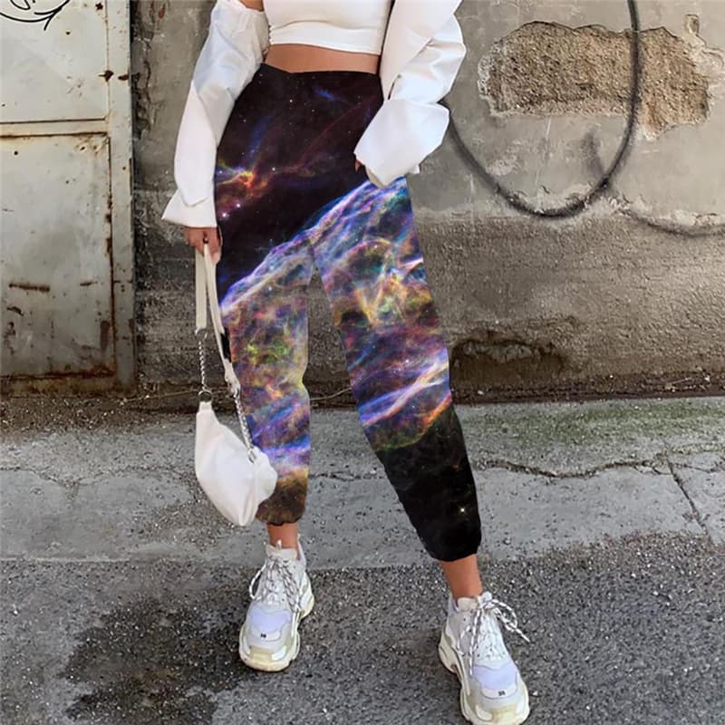 Galaxy Pants Women Space High Waist Pants Universe Casual Pant Colorful Jogger Pants