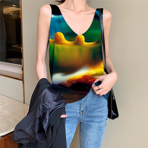 Pigment Tank Top Women Colorful Anime Clothes Harajuku Sleeveless 3d