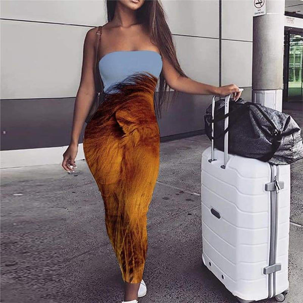 Lion Dress Women Animal Bodycon Dress Anime Ladies Dresses Harajuku Sundress Street sleeveless - KYKU