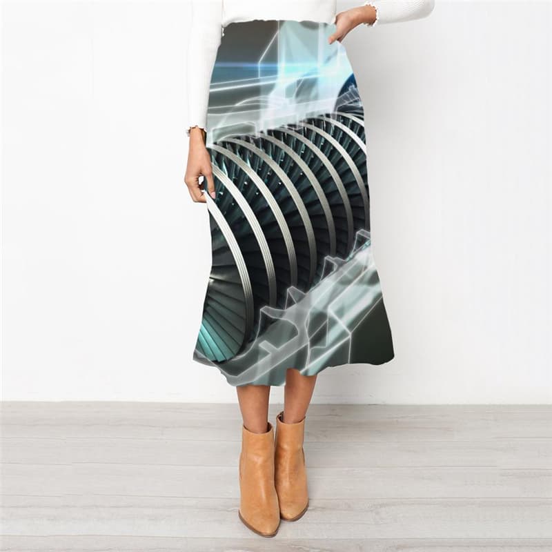 Metal Skirts Women Engine Rock Frauen Gear School skirt Motorcycle Skirt Ladies