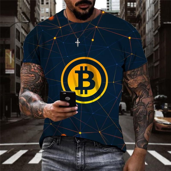 Bitcoin T shirt Men Abstract Tshirt Printed Psychedelic T-shirts 3d Retro Tshirts Casual