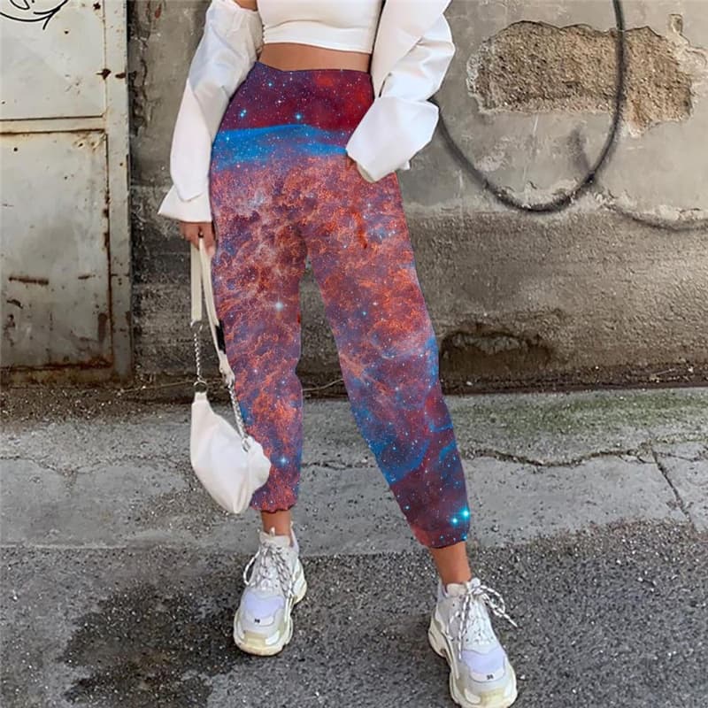 Galaxy Pants Women Space High Waist Pants Universe Casual Pant Women Sweatpants