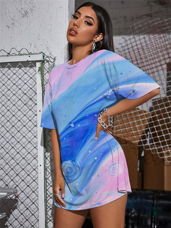 
Tie Dye T-shirt Women Gradient Summer Dizziness Gothic Harajuku Funny T shirts
                