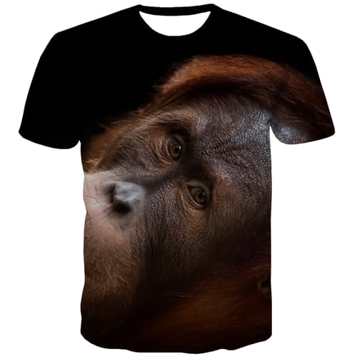 Orangutan T-shirt Men Monkey Shirt Print Animal T-shirts 3d Black Tshirts Cool - KYKU