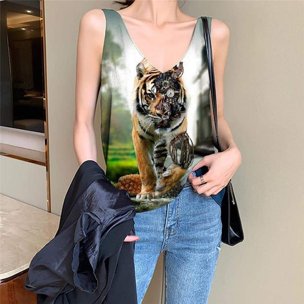 Lion Tank-Top women Animal Anime Clothes Anime Funny Top Tiger Sleeveless 3d Harajuku Vest Print - KYKU