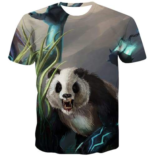 Animal T-shirt Men Panda Tshirts Casual Lovely Tshirts Cool Graffiti Tshirt Printed - KYKU
