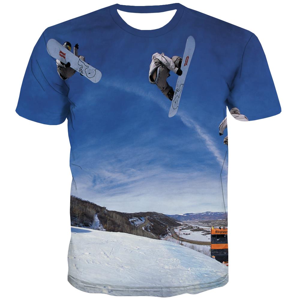 Ski T shirts Men White Tshirts Novelty Movement Tshirts Cool Snowfield Tshirts Casual