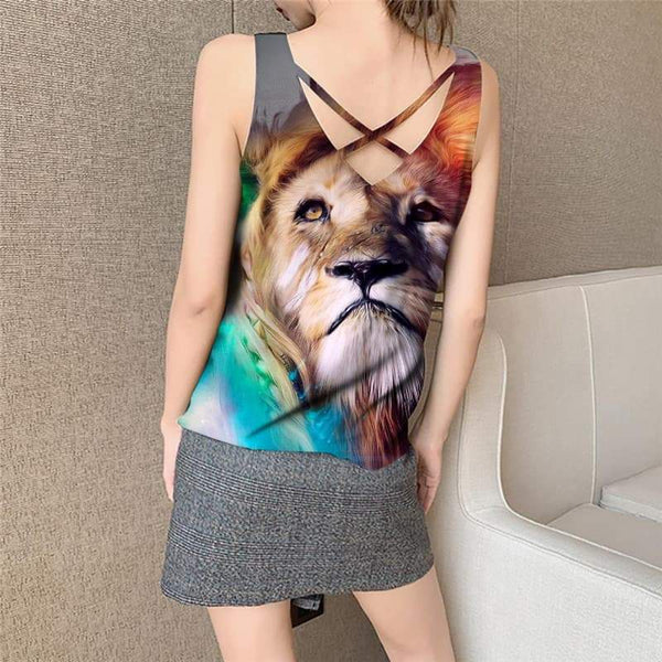 
Lion Tank Top Women Animal Vest Print Anime Funny Top Colorful Anime Clothes Nebula Tank Tops Casual - KYKU
                