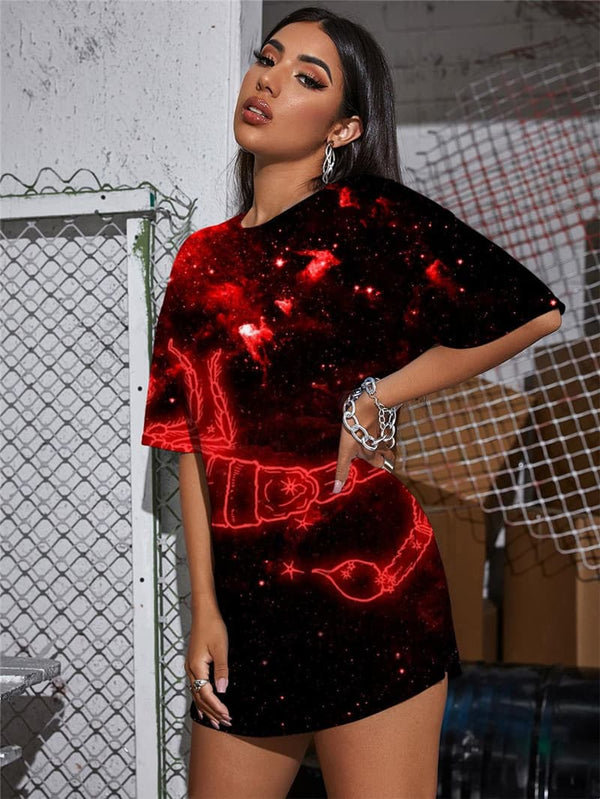 
Scorpio T-shirt Women Galaxy Punk Rock Nebula Gothic Animal Shirt Print
                