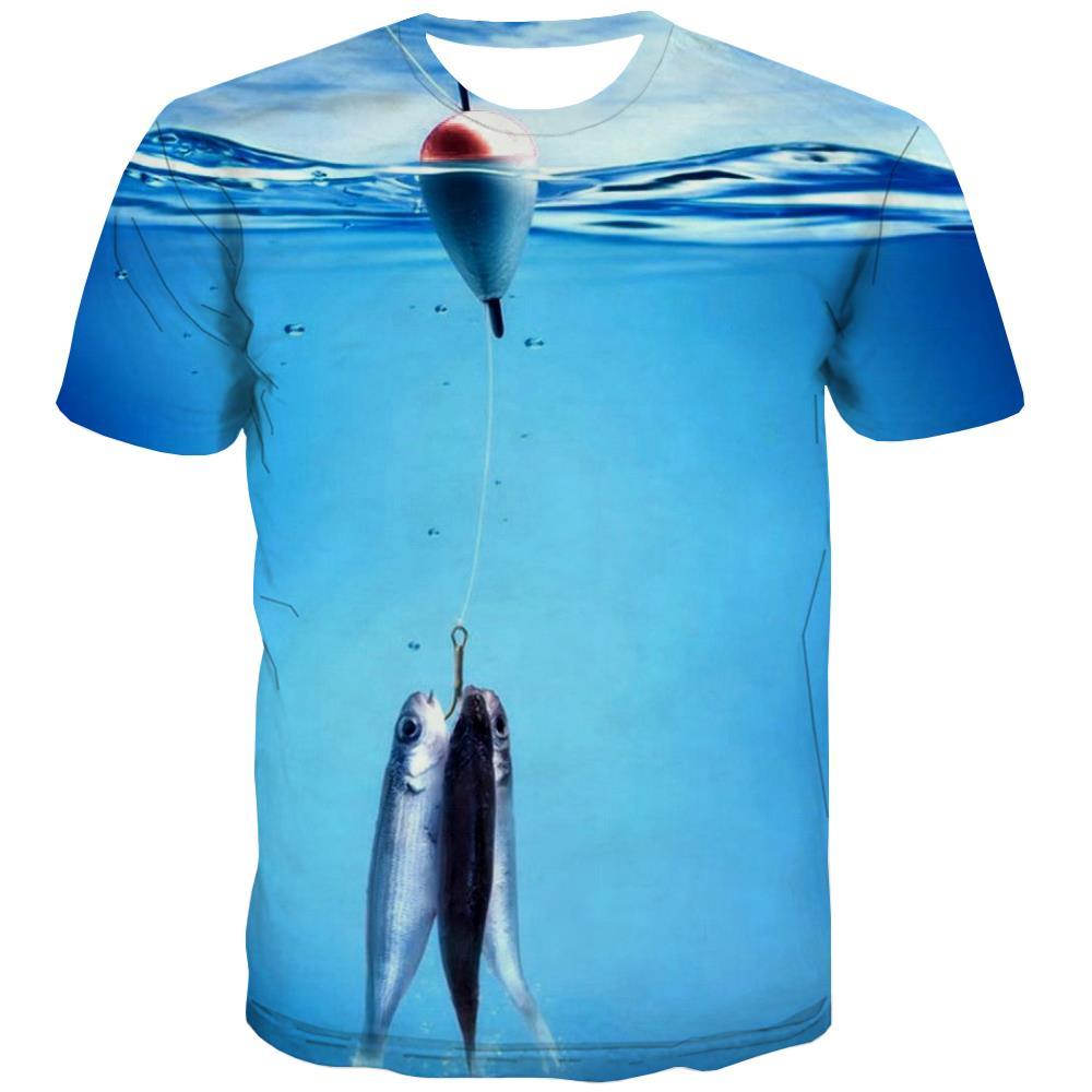 fishing T shirts Men fish Tshirts Novelty buoy Tshirts Cool lake Shirt Print - KYKU