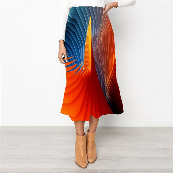 Colorful Skirt Women Abstract School skirt Psychedelic Skirt Ladies Hypnosis Rock Frauen