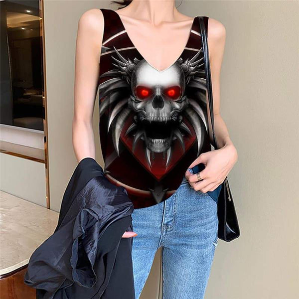 Skull Tank-Top women Punk Sleeveless 3d Ferry Anime Clothes Womens Clothing - KYKU