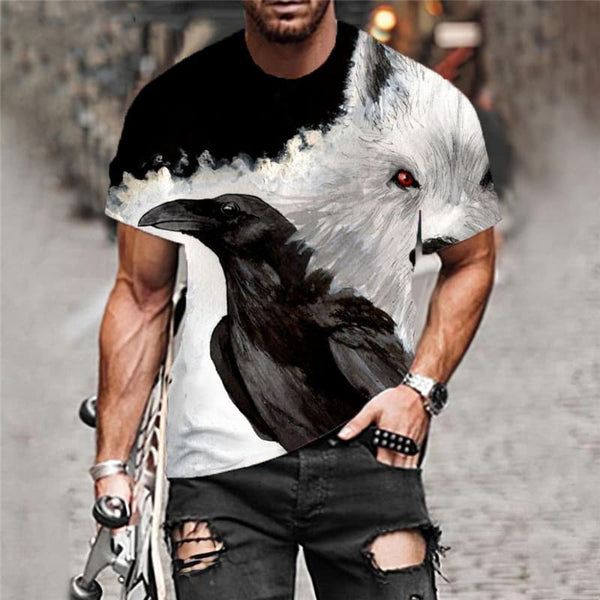 
Wolf T-shirt Men Animal Tshirts Casual Graffiti Tshirt Printed Bird Anime Clothes
                