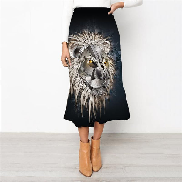 
Lion Skirt Women Animal High waist skirts Anime Skirt Ladies Metal School skirt Black Rock Frauen - KYKU
                