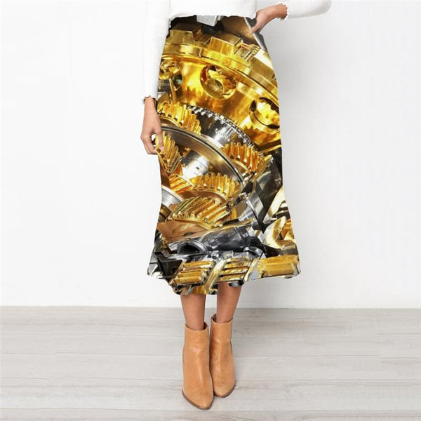 Engine Skirt Women Gear Skirt Ladies Art High waist skirts Womens Clothing