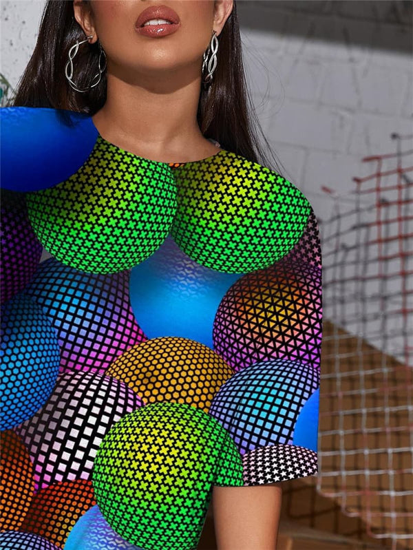 
Colorful T-shirt Women Dots Summer Harajuku Tshirt Printed Novel Funny T shirts
                