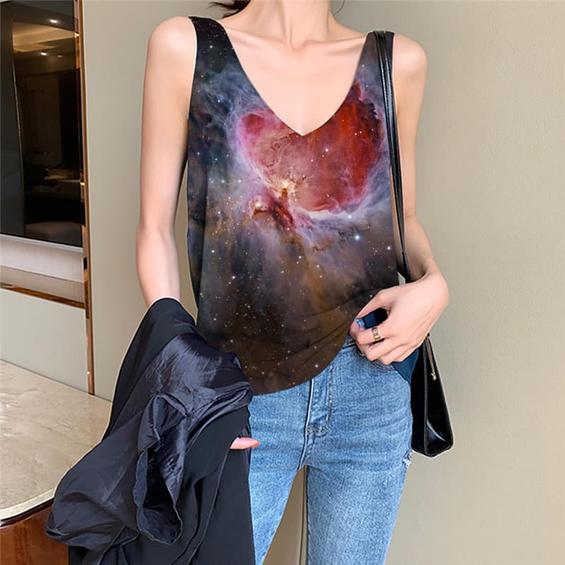 Galaxy Tank Top Women Space Funny Top Universe Anime Clothes Nebula Tank Tops Casual