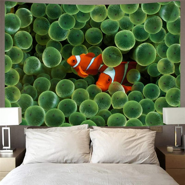 
Fish Tapiz Animal Tenture Mandala Harajuku Home Tapestrys Green Wall Tapestry
                