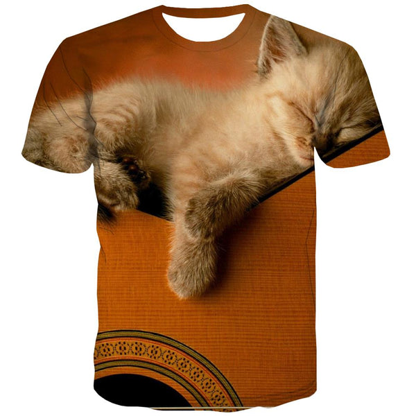 Guitar T-shirt Men Music T shirts Funny Wooden Tshirts Casual Metal Tshirt Anime