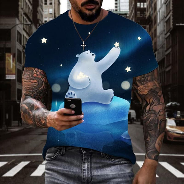 Bear T shirt Men Animal T-shirts 3d Star Tshirts Casual Lovely Funny T shirts