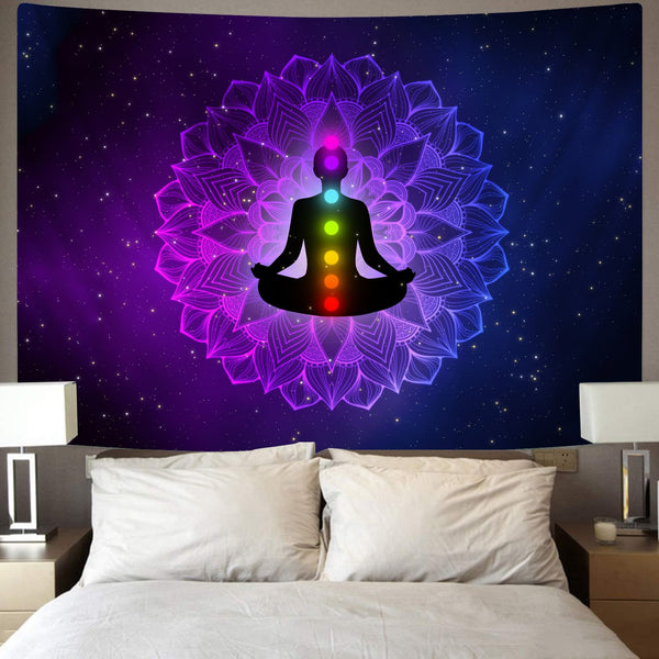 Seven Chakras Tapiz Buddhism Tenture Mandala India Wall Tapestry meditation Rug Wall Yoga Tapestries Chakras Home Tapestrys Colorful undefined Meditation undefined