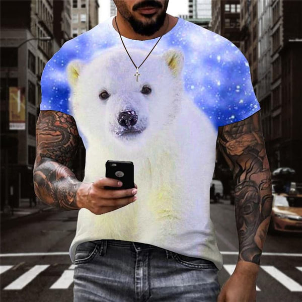 Bear T-shirt Men Animal Funny T shirts Galaxy Shirt Print Lovely Tshirts Casual