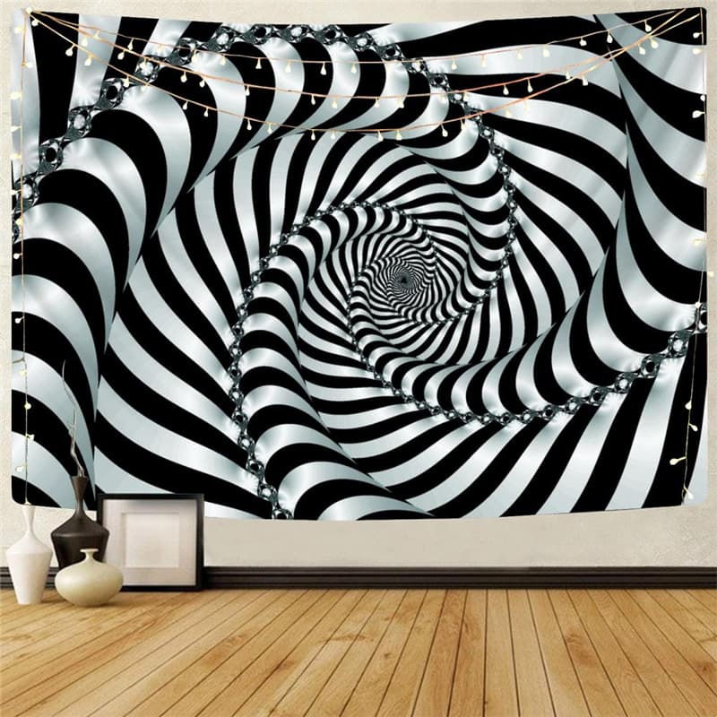 Dizziness Tapestry Black And White Home Tapestrys Abstract Tenture Mandala Psychedelic Wall Tapestry