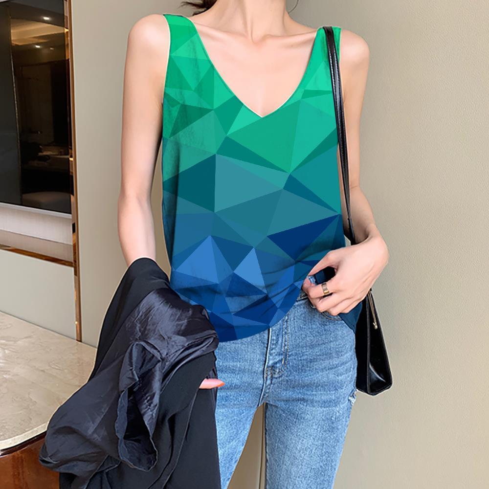Geometric Tank-Top women Psychedelic Sleeveless 3d Vortex Vest Print Square Anime Clothes - KYKU
