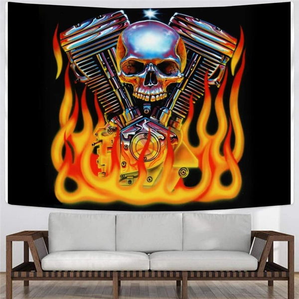 
Skull Tapiz Punk Wall Tapestry Flame Tenture Mandala Motorcycle Home Tapestrys
                