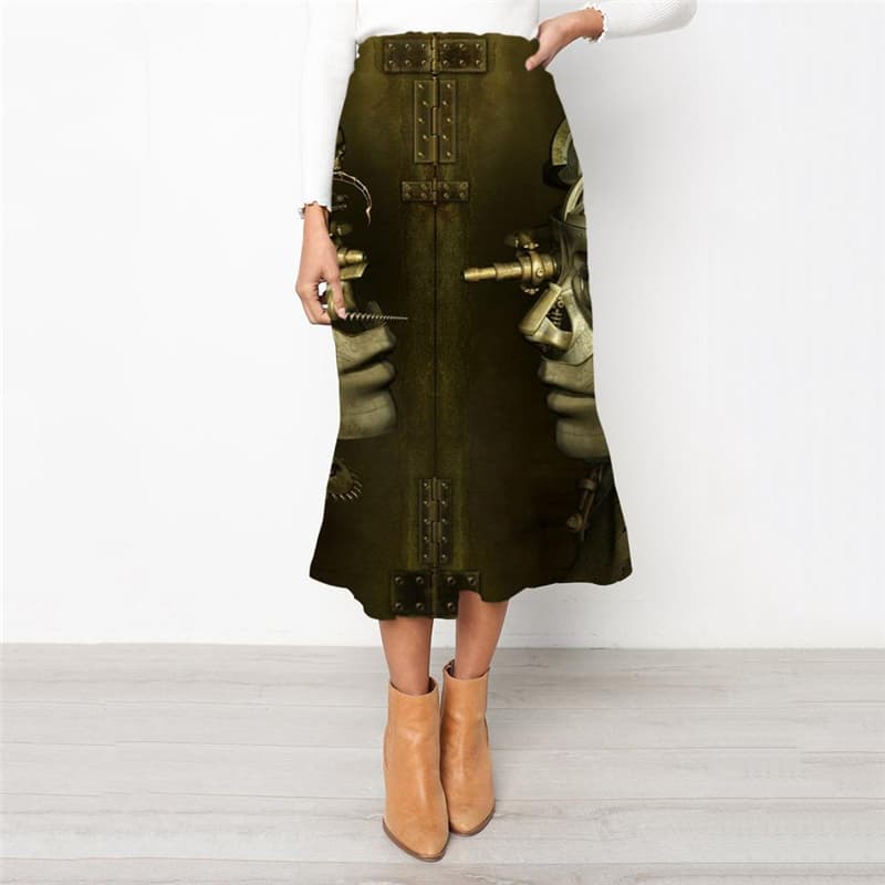 Metal Skirts Women Engine High waist skirts Gear School skirt  Skirt Ladies Punk Rock Rock Frauen