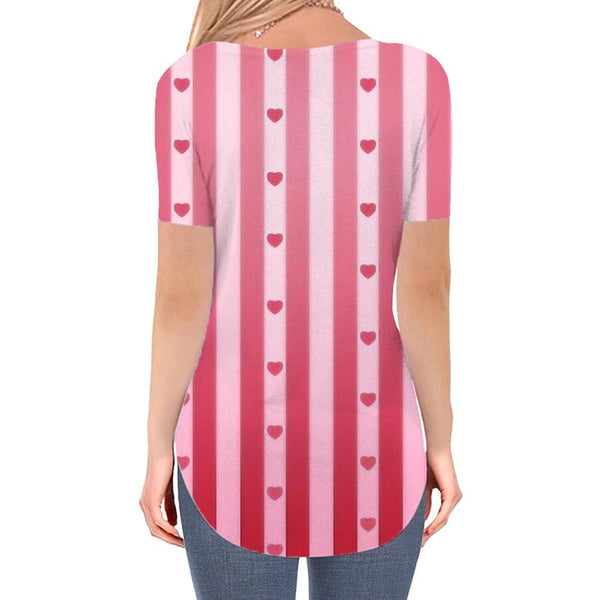 
Stripe T-shirt women Love V-neck Tshirt Abstract Shirt Print Harajuku T-shirts 3d
                