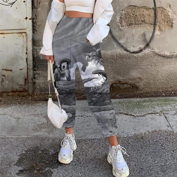 Indios Pants Women Fishing 3d Printed Bear Jogger Pants Hip Hop Trouser - KYKU