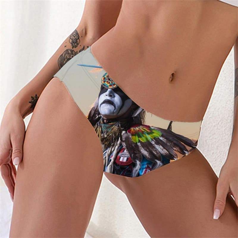 Indios Briefs Women Feather Knickers Colorful Underwear  Tanga Metal Sexy - KYKU