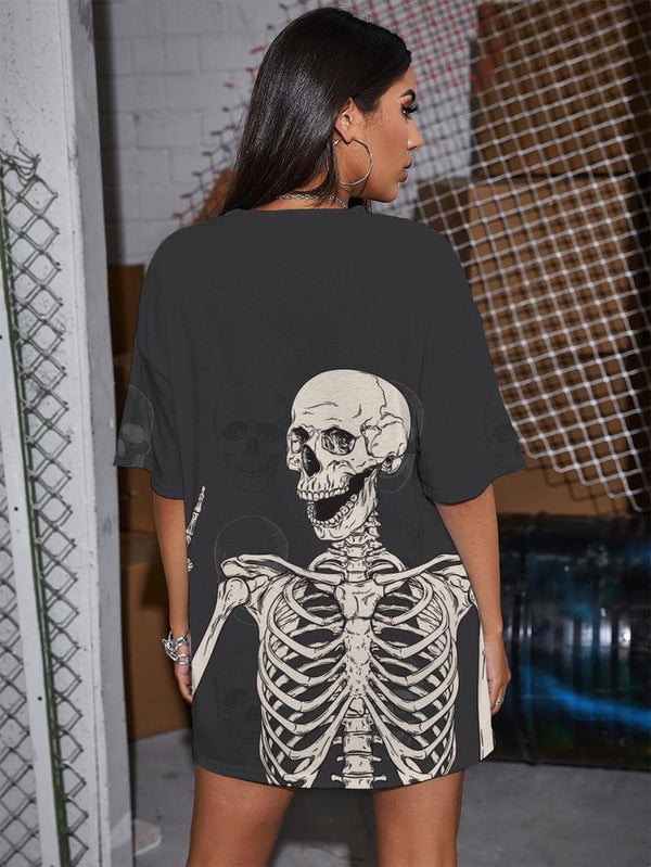 
Skull T-shirt Women Skeleton Funny T shirts Hip Hop Summer Rock Shirt Print
                