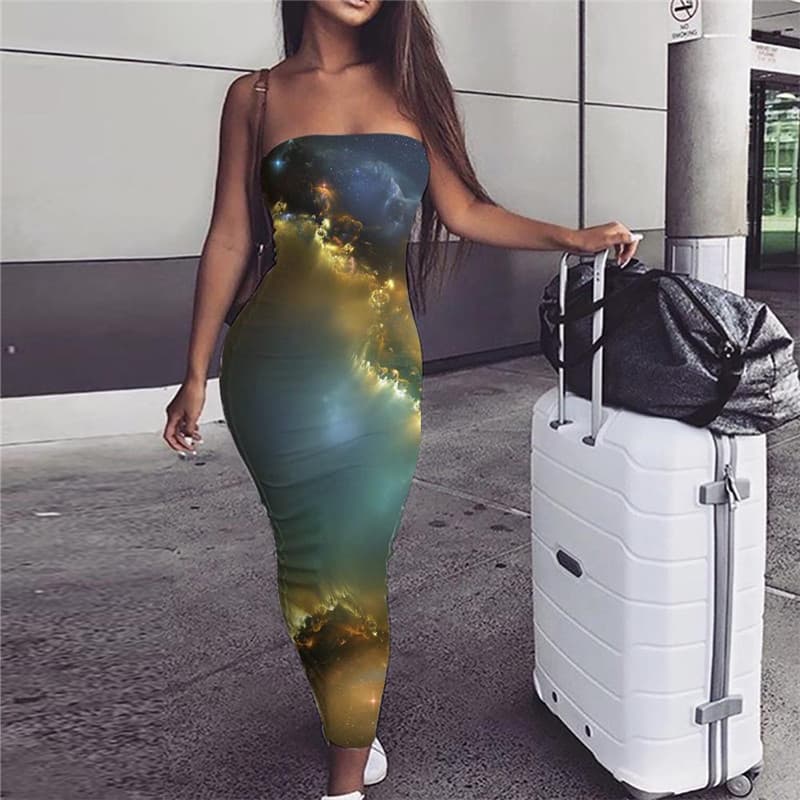 Galaxy Dress Women Space 3d Print Universe Party Black Hole Ladies Dresses