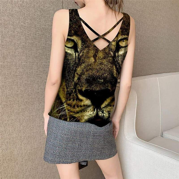 
Lion Tank-Top women Animal Funny Top Anime Tank Tops Casual Ferocious Sleeveless 3d Harajuku Vest Print - KYKU
                