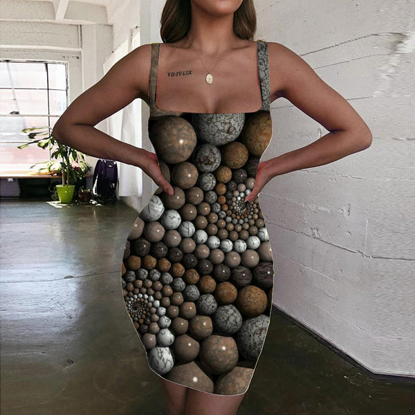 Geometric Dresses Women Psychedelic Bodycon Dress Vortex Vestido Sexy Three-Dimensional Ball 3d Print - KYKU