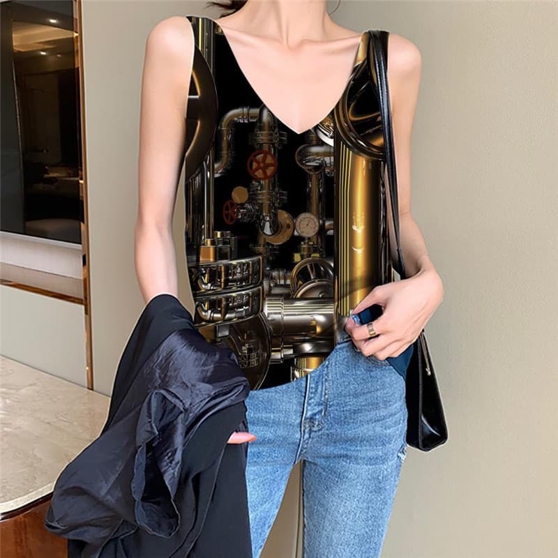 Metal Tank-Top women Engine Funny Top Gear Anime Clothes Motorcycle Tank Tops Casual